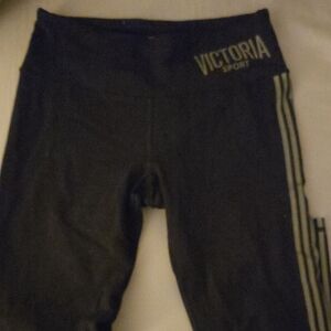 Victoria's Secret Black Girls' Sport Leggings with Side Stripes